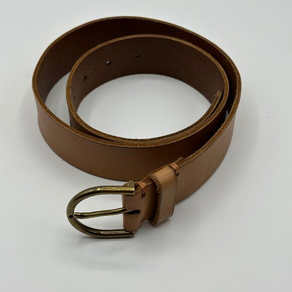 American Eagle Women's Brown Leather Brass Buckle Belt Size Small - Picture 1 of 6